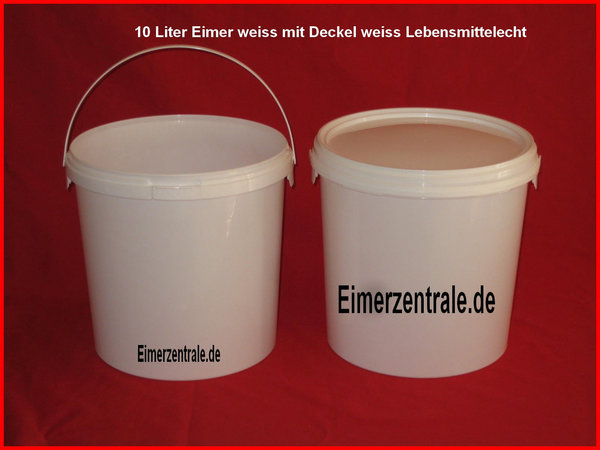 10 Liter Eimer - weiß - mit Deckel