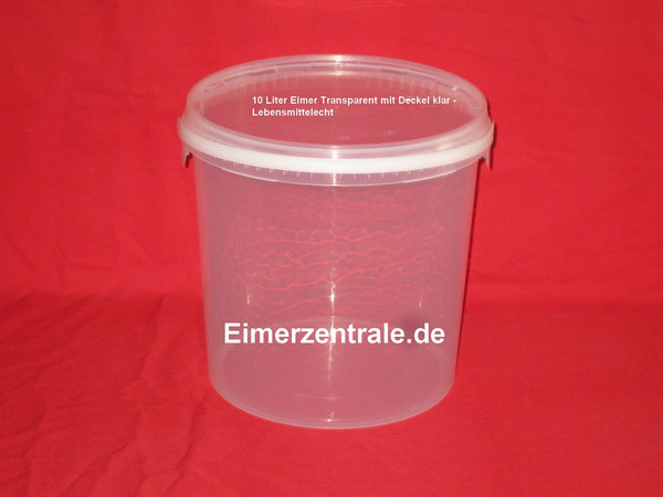 10 Liter Kunststoffeimer - Eimer - rund transparent mit Deckel