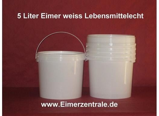5 Liter Kunststoffeimer - Eimer - rund weiß mit Deckel