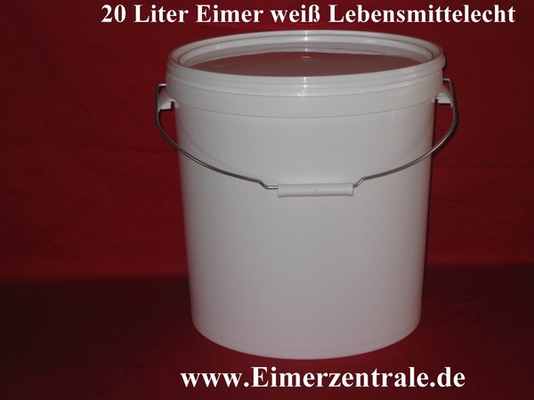 20 Liter Eimer - rund - weiß - mit Deckel