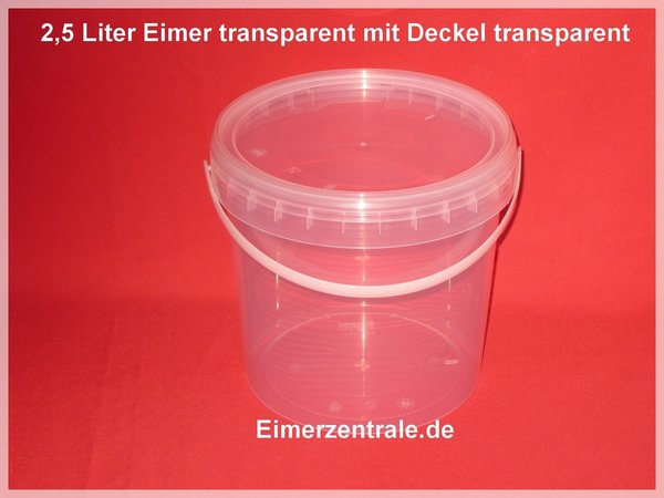 2,5 Liter Eimer -  rund - Transparent - mit Deckel - klar