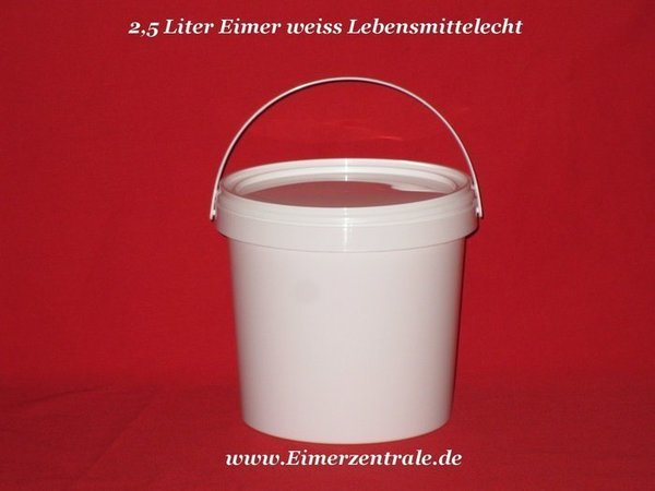 2,5 Liter Eimer - rund - weiß - mit Deckel - weiß