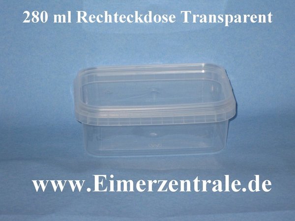 280 ml Kunststoffdose - rechteckig - transparent - mit Deckel