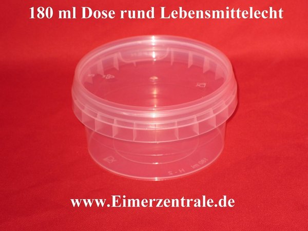 180 ml Kunststoffdose - rund - transparent - mit Deckel