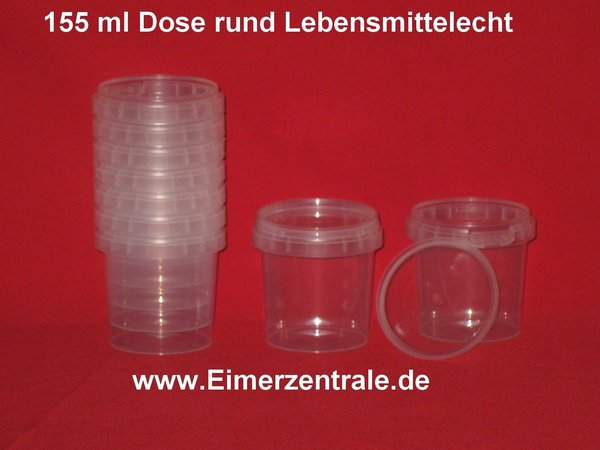 155 ml Kunststoff-Dose - rund - transparent - mit Deckel - klar
