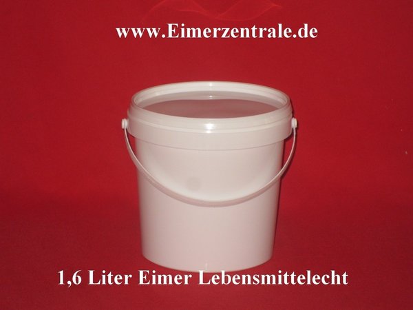 1,6 Liter Eimer - rund - weiß - mit Deckel - weiß