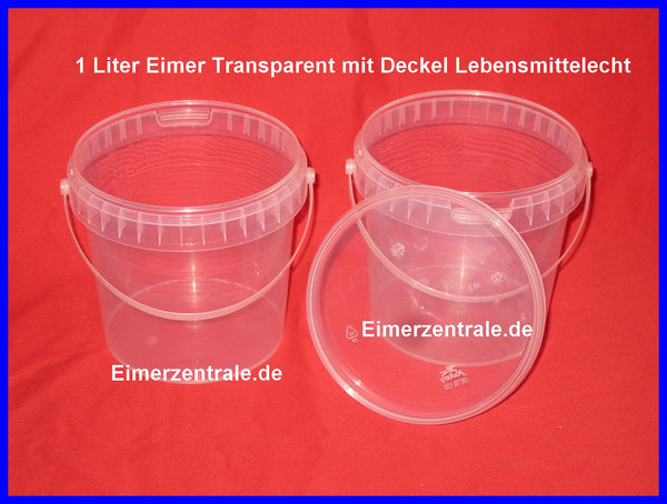 1 Liter Eimer - transparent - mit Deckel