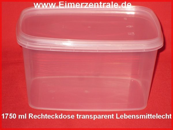 1750 ml Kunststoff-Dose - rechteckig - Transparent - mit Deckel - klar