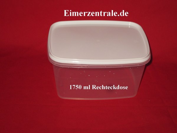 1750 ml Kunststoffdose - rechteckig - transparent - mit Deckel - weiss