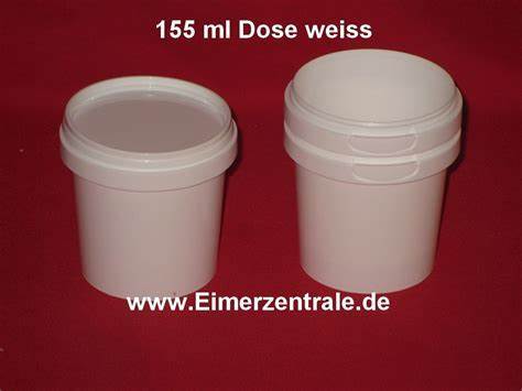 155 ml Kunststoffdose - rund - weiß - mit Deckel -weiß